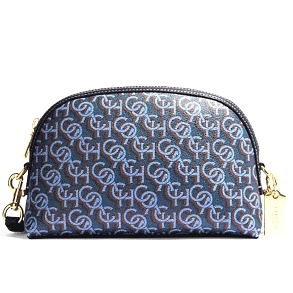 COACH MADI BLUE SMALL MONOGRAM CROSSBODY GOLD NWT - Picture 2 of 15